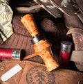 Hand turned 93 - Yellow Cedar burl Sleeved in Kodiak Brown acrylic - Peacemaker