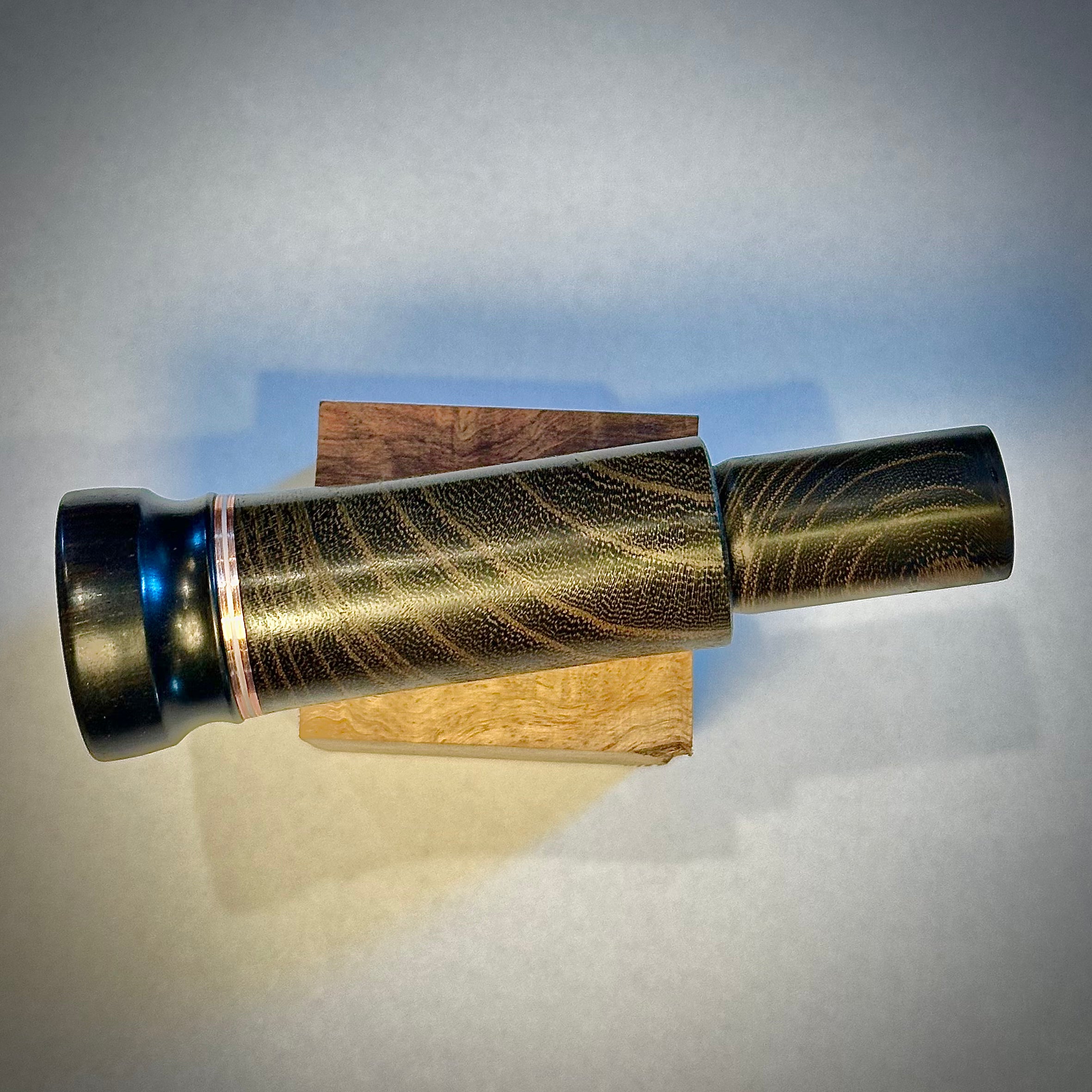 Modified Peacemaker “Hybrid” Hand turned #90 Crosscut Green Hedge/African Blackwood