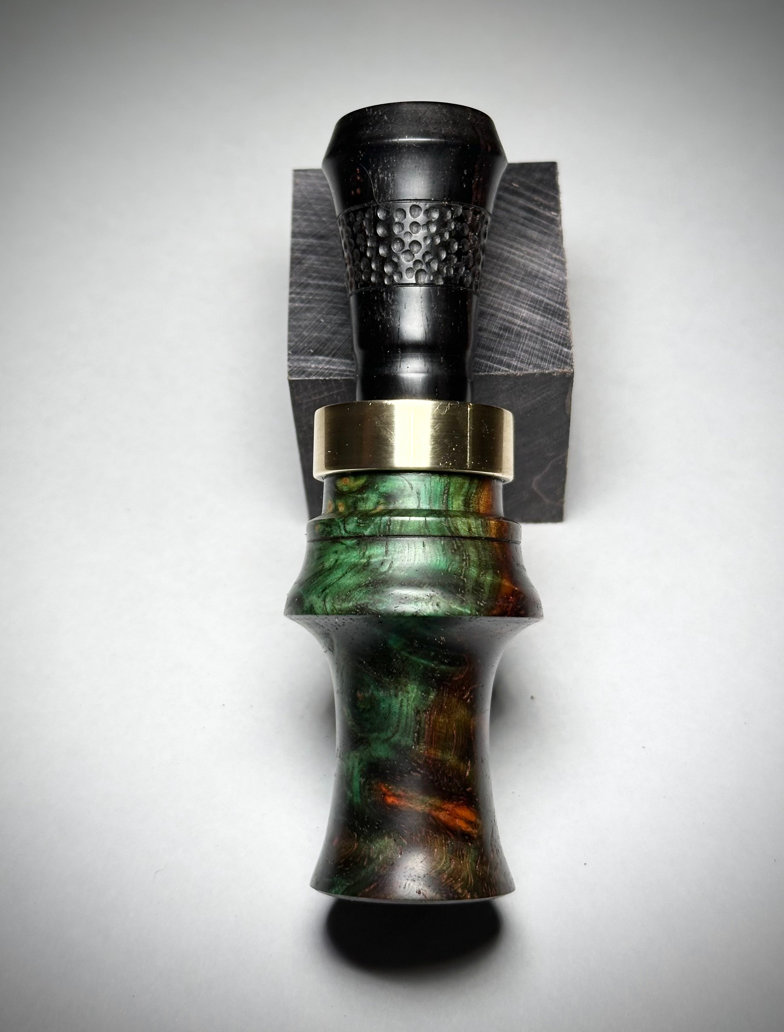 Hand Turned #80 -Peacemaker Jig- Green Amboyna burl / African Blackwood